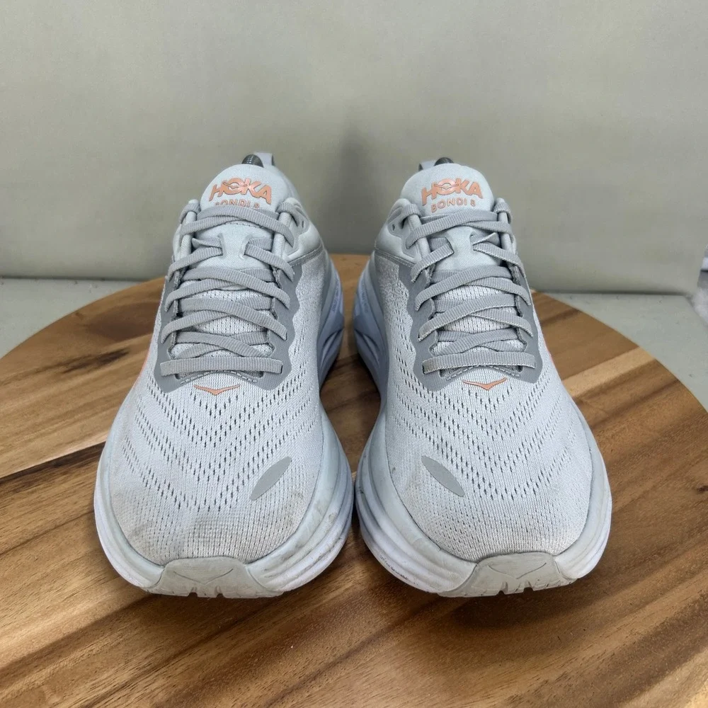 Hoka Bondi 8 Womens Running Shoes Harbor Mist Peach 1127952-HMLR Size 10 B